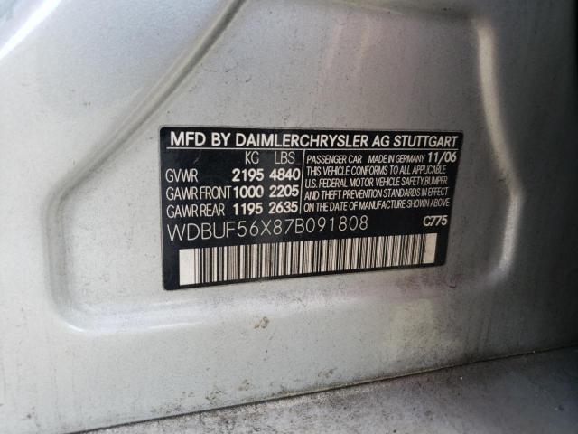 Photo 10 from auction – 2007 MERCEDES-BENZ E-CLASS with VIN WDBUF56X87B091808