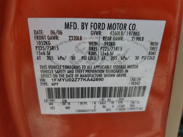 Photo 10 from auction – 2007 FORD ESCAPE XLS with VIN 1FMYU02Z77KA42890