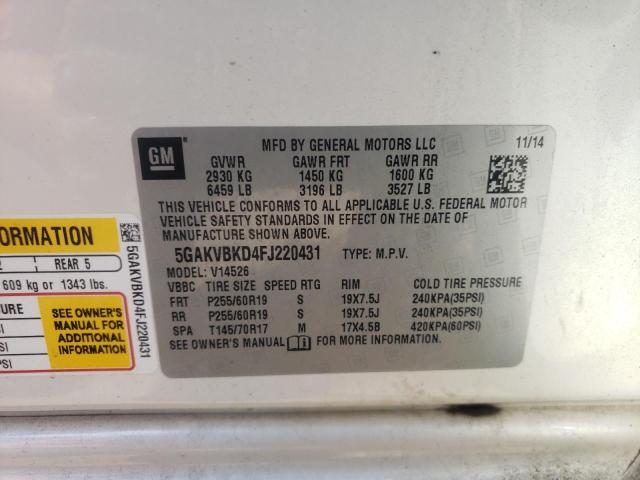 Photo 10 from auction – 2015 BUICK ENCLAVE with VIN 5GAKVBKD4FJ220431