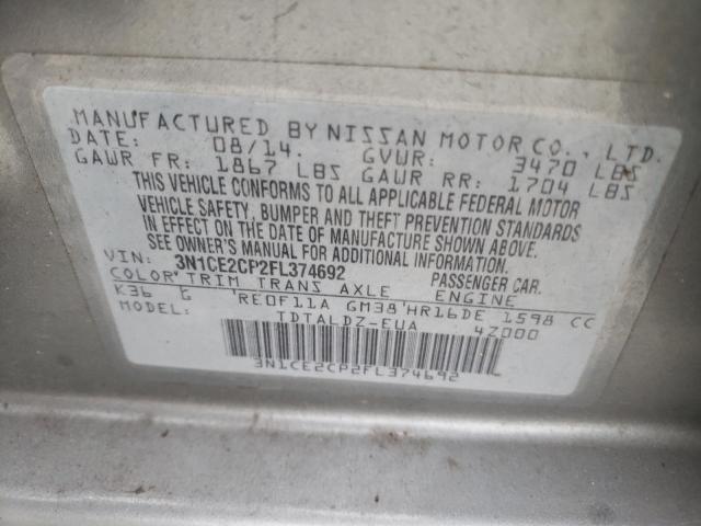 Photo 10 from auction – 2015 NISSAN VERSA NOTE with VIN 3N1CE2CP2FL374692