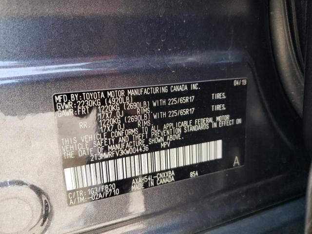 Photo 10 from auction – 2019 TOYOTA RAV4 LE with VIN 2T3MWRFV3KW004436
