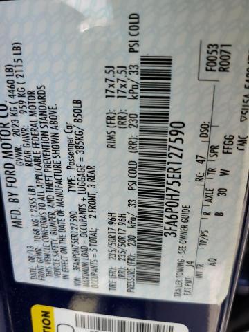 Photo 10 from auction – 2014 FORD FUSION SE with VIN 3FA6P0H75ER127590