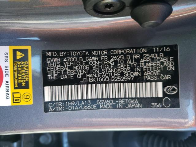 Photo 10 from auction – 2017 LEXUS ES 350 with VIN JTHBK1GG0H2252597