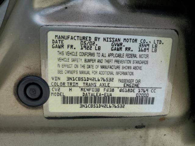 Photo 10 from auction – 2002 NISSAN SENTRA XE with VIN 3N1CB51D42L676532
