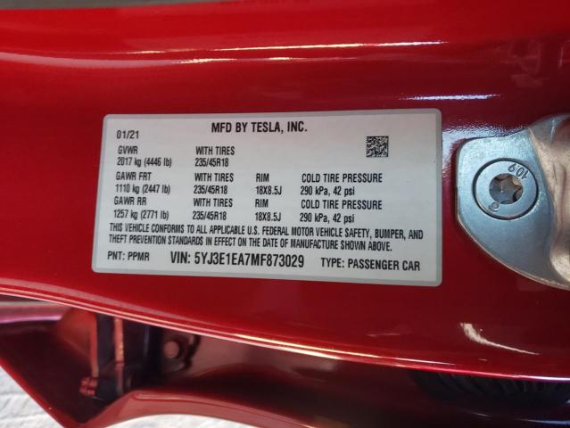Photo 10 from auction – 2021 TESLA MODEL 3 with VIN 5YJ3E1EA7MF873029