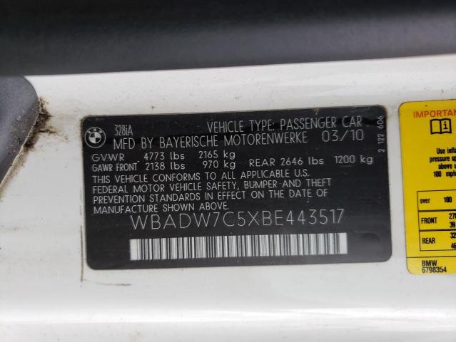 Photo 10 from auction – 2011 BMW 328 I SULE with VIN WBADW7C5XBE443517
