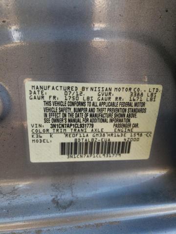 Photo 10 from auction – 2012 NISSAN VERSA S with VIN 3N1CN7AP1CL931779
