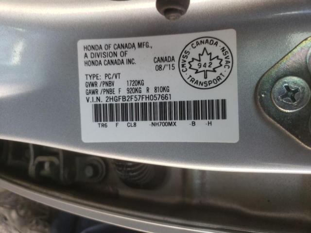 Photo 10 from auction – 2015 HONDA CIVIC LX with VIN 2HGFB2F57FH057661