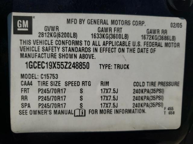Photo 10 from auction – 2005 CHEVROLET SILVERADO with VIN 1GCEC19X55Z248850