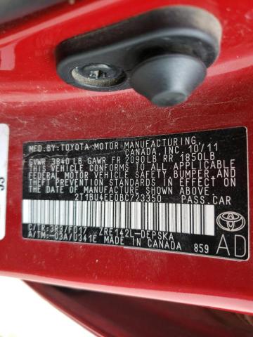 Photo 10 from auction – 2011 TOYOTA COROLLA BA with VIN 2T1BU4EE0BC723350