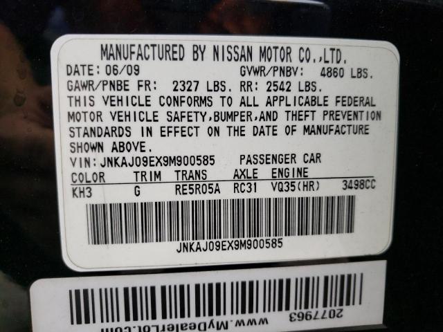 Photo 10 from auction – 2009 INFINITI EX35 BASE with VIN JNKAJ09EX9M900585