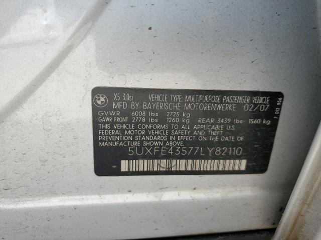 Photo 10 from auction – 2007 BMW X5 3.0I with VIN 5UXFE43577LY82110