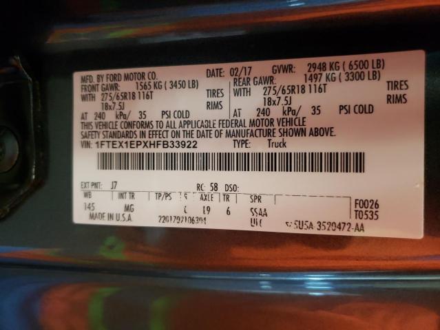 Photo 10 from auction – 2017 FORD F150 SUPER with VIN 1FTEX1EPXHFB33922