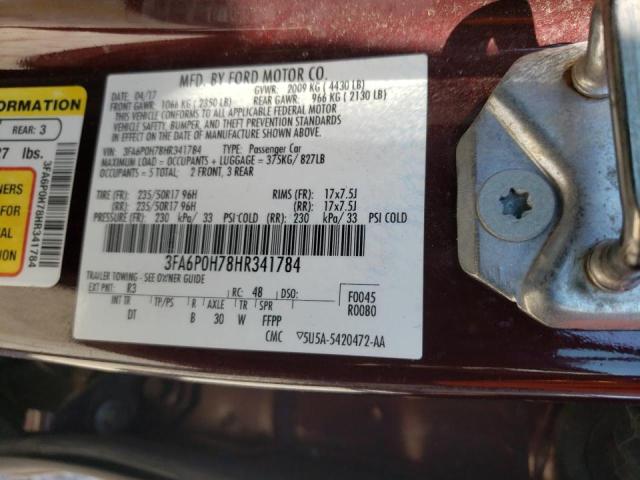 Photo 10 from auction – 2017 FORD FUSION SE with VIN 3FA6P0H78HR341784