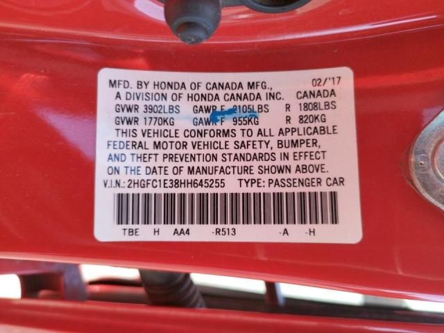 Photo 10 from auction – 2017 HONDA CIVIC EX with VIN 2HGFC1E38HH645255
