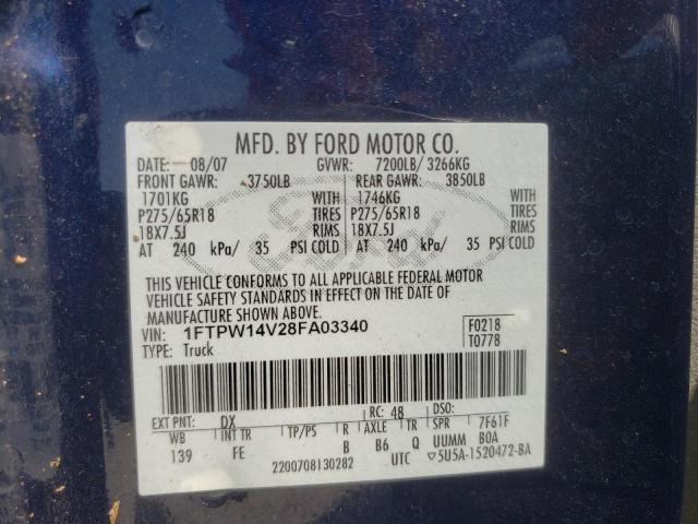 Photo 10 from auction – 2008 FORD F150 SUPER with VIN 1FTPW14V28FA03340