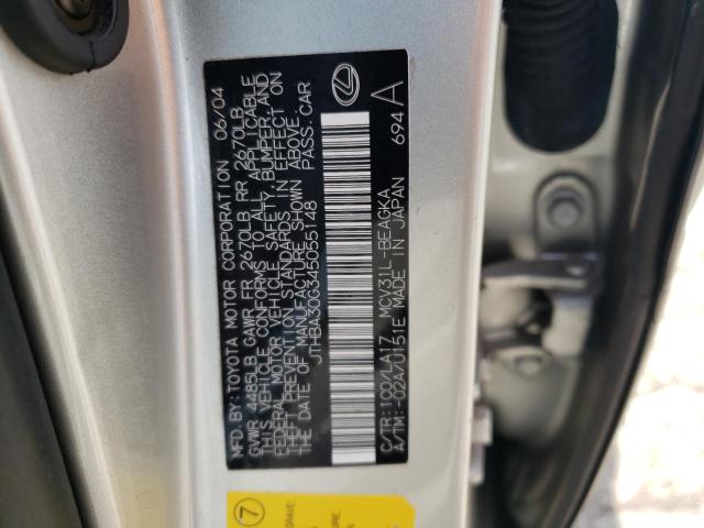 Photo 10 from auction – 2004 LEXUS ES 330 with VIN JTHBA30G345055148