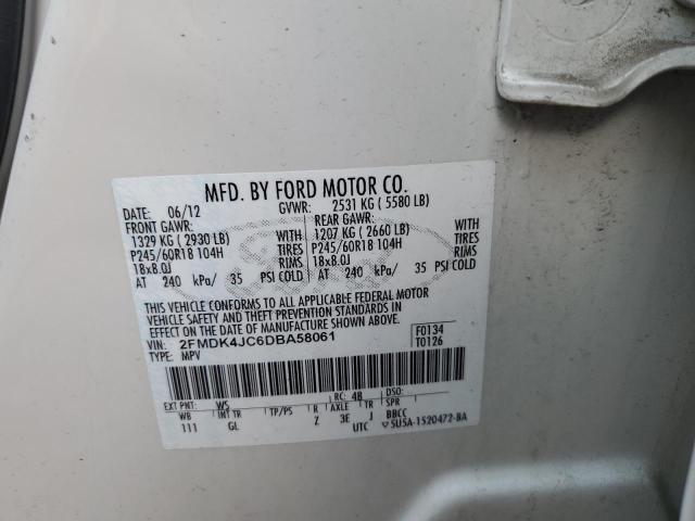 Photo 10 from auction – 2013 FORD EDGE SEL with VIN 2FMDK4JC6DBA58061