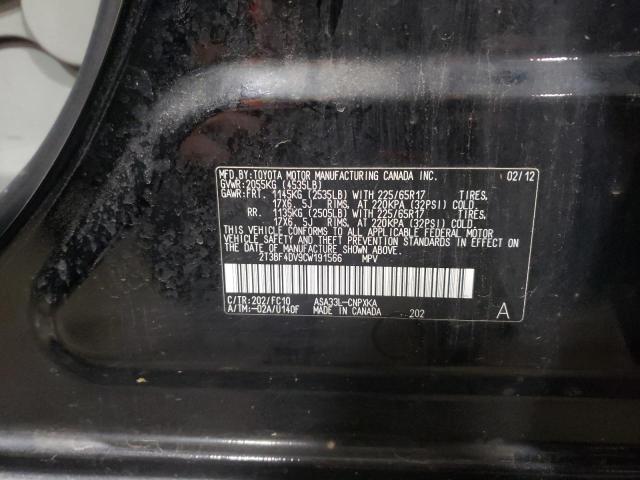 Photo 10 from auction – 2012 TOYOTA RAV4 with VIN 2T3BF4DV9CW191566