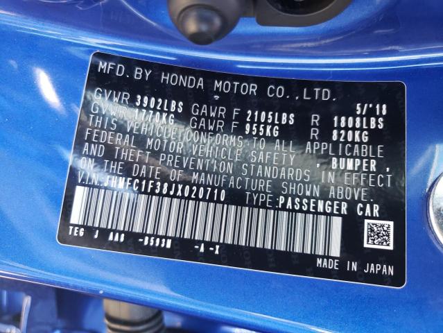 Photo 10 from auction – 2018 HONDA CIVIC EX with VIN JHMFC1F38JX020710