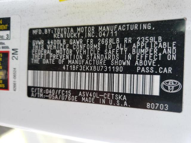 Photo 10 from auction – 2011 TOYOTA CAMRY BASE with VIN 4T1BF3EKXBU731190