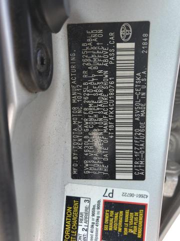 Photo 10 from auction – 2012 TOYOTA CAMRY BASE with VIN 4T1BF1FK4CU180761