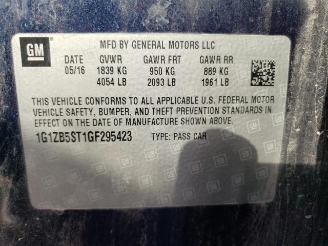 Photo 10 from auction – 2016 CHEVROLET MALIBU LS with VIN 1G1ZB5ST1GF295423