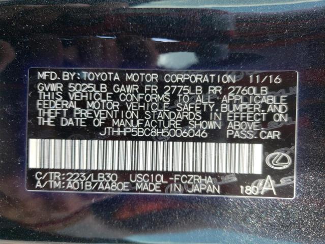 Foto 10 de la subasta – 2017 LEXUS RC-F con VIN JTHHP5BC8H5006046