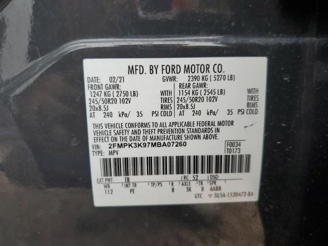 Photo 10 from auction – 2021 FORD EDGE TITAN with VIN 2FMPK3K97MBA07260