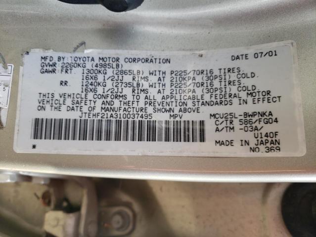 Photo 10 from auction – 2001 TOYOTA HIGHLANDER with VIN JTEHF21A310037495