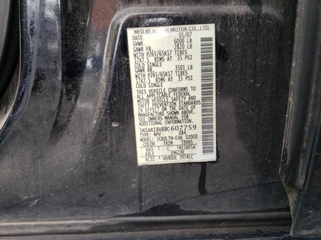 Photo 10 from auction – 2008 NISSAN PATHFINDER with VIN 5N1AR18U88C607759