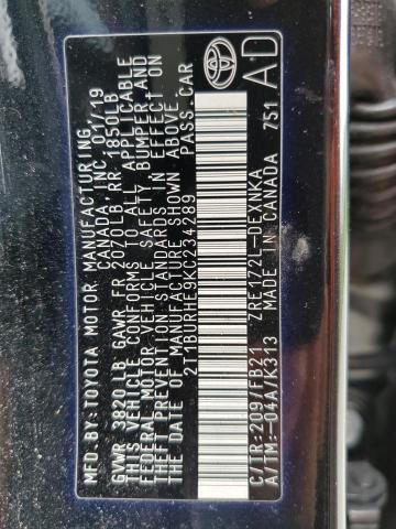Photo 10 from auction – 2019 TOYOTA COROLLA L with VIN 2T1BURHE9KC234289