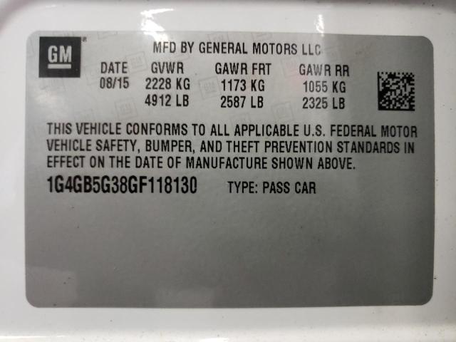 Photo 10 from auction – 2016 BUICK LACROSSE with VIN 1G4GB5G38GF118130