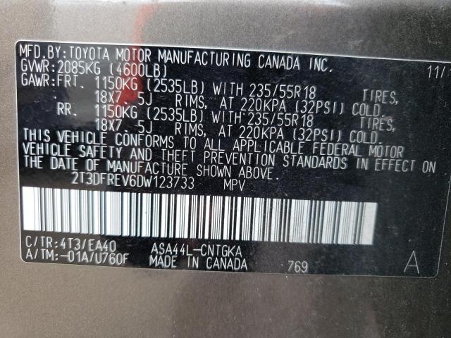 Photo 10 from auction – 2013 TOYOTA RAV4 LIMIT with VIN 2T3DFREV6DW123733