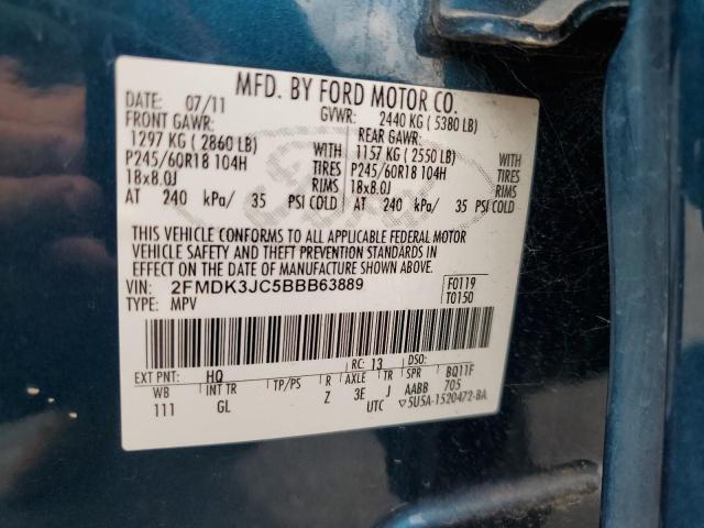 Photo 10 from auction – 2011 FORD EDGE SEL with VIN 2FMDK3JC5BBB63889