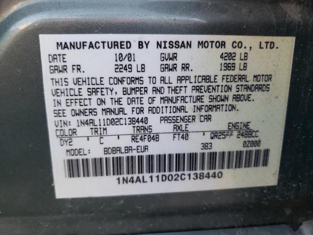 Photo 10 from auction – 2002 NISSAN ALTIMA BAS with VIN 1N4AL11D02C138440