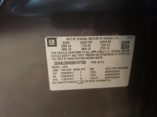 Photo 10 from auction – 2013 CHEVROLET EQUINOX LT with VIN 2GNALDEK5D6107160