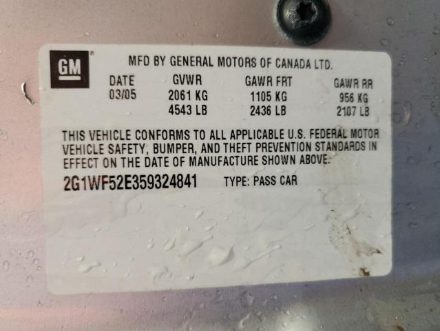 Photo 10 from auction – 2005 CHEVROLET IMPALA with VIN 2G1WF52E359324841