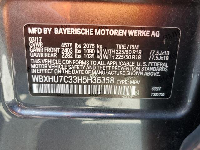 Photo 10 from auction – 2017 BMW X1 SDRIVE2 with VIN WBXHU7C33H5H36358