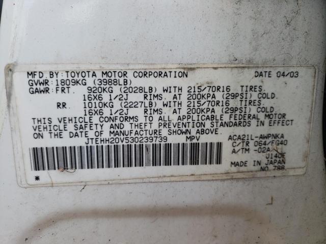 Photo 10 from auction – 2003 TOYOTA RAV4 with VIN JTEHH20V530239739