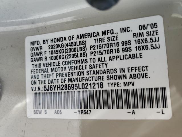 Photo 10 from auction – 2005 HONDA ELEMENT EX with VIN 5J6YH28695L021218