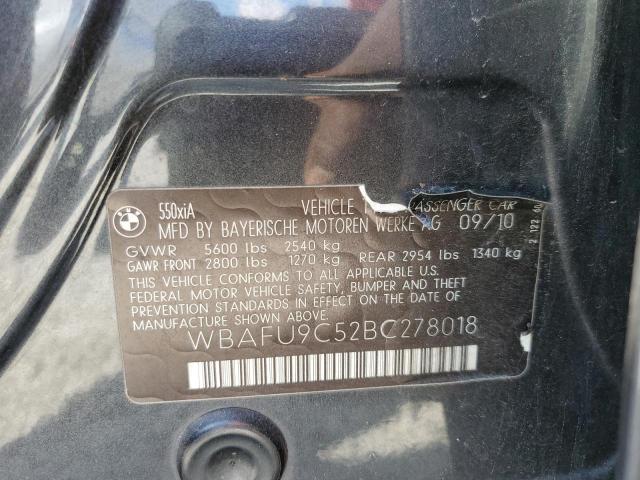 Photo 10 from auction – 2011 BMW 550 XI with VIN WBAFU9C52BC278018