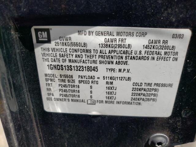 Photo 10 from auction – 2003 CHEVROLET TRAILBLAZE with VIN 1GNDS13S132318045