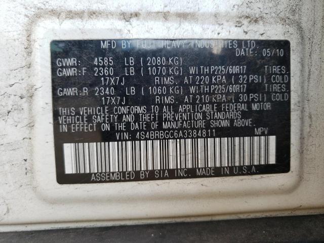 Photo 10 from auction – 2010 SUBARU OUTBACK 2. with VIN 4S4BRBGC6A3384811