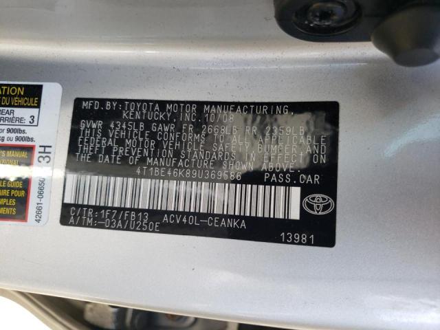 Photo 10 from auction – 2009 TOYOTA CAMRY BASE with VIN 4T1BE46K89U369586