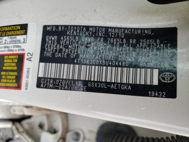 Photo 10 from auction – 2011 TOYOTA AVALON BAS with VIN 4T1BK3DBXBU404480