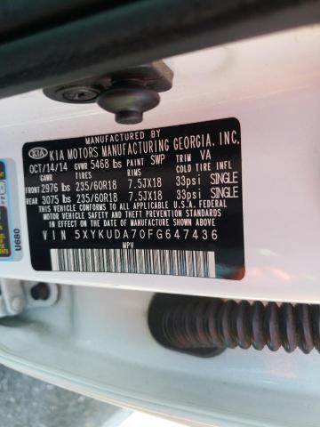 Photo 10 from auction – 2015 KIA SORENTO EX with VIN 5XYKUDA70FG647436