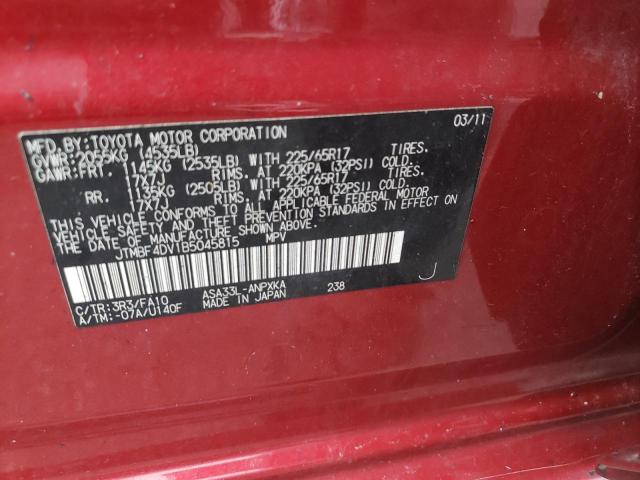 Photo 10 from auction – 2011 TOYOTA RAV4 with VIN JTMBF4DV1B5045815