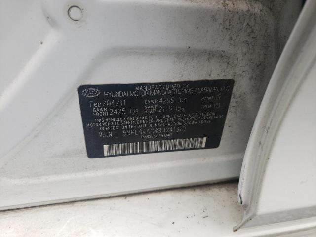 Photo 10 from auction – 2011 HYUNDAI SONATA GLS with VIN 5NPEB4AC4BH241310
