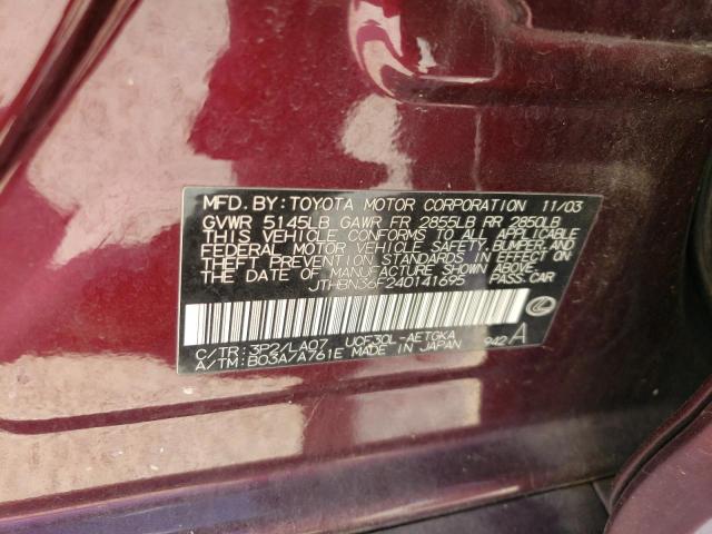 Photo 10 from auction – 2004 LEXUS LS 430 with VIN JTHBN36F240141695
